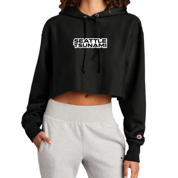 Seattle Tsunami - Women's Reverse Weave ® Cropped Cut Off Hooded Sweatshirt Thumbnail